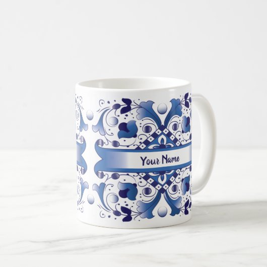 Tasse der Teppiche in Blau und Weiß (VorderseiteRechts)