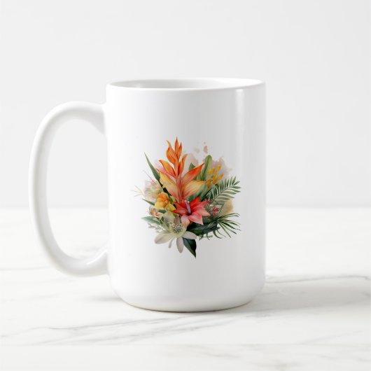 Tasse der tropischen Pflanze (Links)