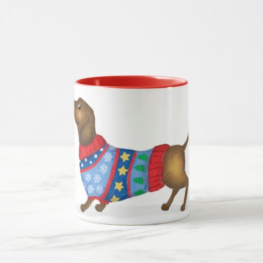 Tasse der Weihnachtszeit-Dackel (Zentrum)