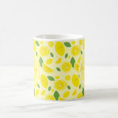 Tasse der Zitronen-Blatt-Muster-Namen-Initialen-| (Mittel)
