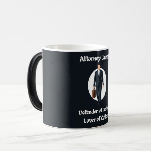 Tasse des Anwalts Coffee - Verteidiger der Justiz (Vorderseite Links)