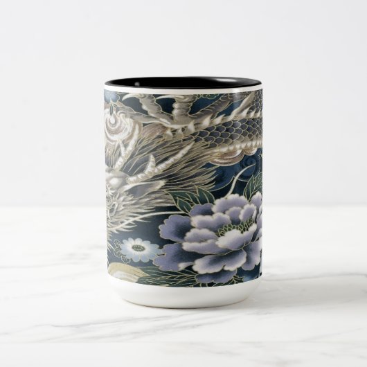 Tasse des asiatischen Drachenblumenmusters (Mittel)