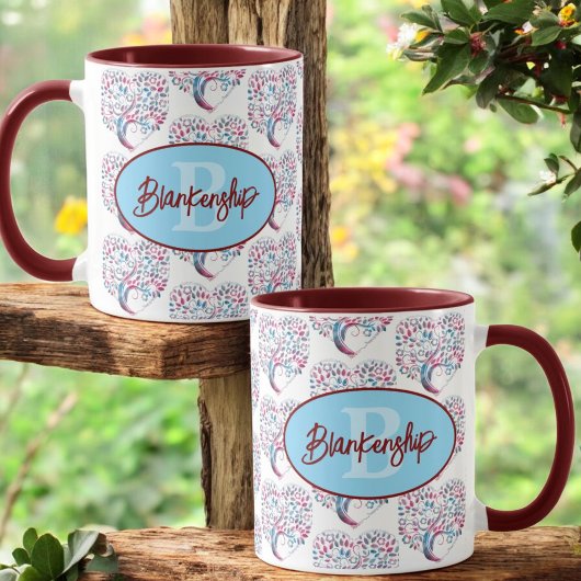 Tasse des Baumusters für Monogramm-Vorlagen
