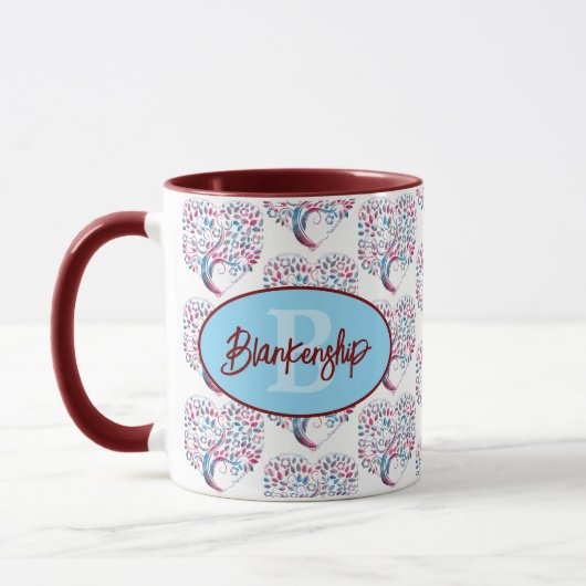 Tasse des Baumusters für Monogramm-Vorlagen (Links)