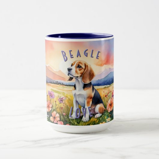 Tasse des Beagle, individuelle Sonnenaufgang der l (Zentrum)