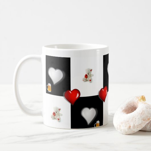 Tasse des Bieres Rotes Herz (Mit Donut)