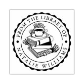 Tasse des Blumenbuchkaffees aus der Bibliothek Gummistempel (Prägung)