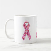 Tasse des Brustkrebses Blumenrosa-Ribbon (Links)