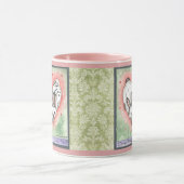 Tasse des Bunny Rabbit Heart Pink Green Scroll Des (Zentrum)