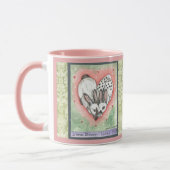 Tasse des Bunny Rabbit Heart Pink Green Scroll Des (Links)