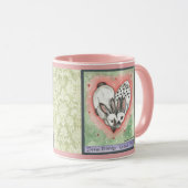 Tasse des Bunny Rabbit Heart Pink Green Scroll Des (VorderseiteRechts)