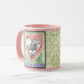 Tasse des Bunny Rabbit Heart Pink Green Scroll Des (Vorderseite Links)