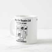 Tasse des Cartoon für die Fahrzeugwartung (Vorderseite Links)