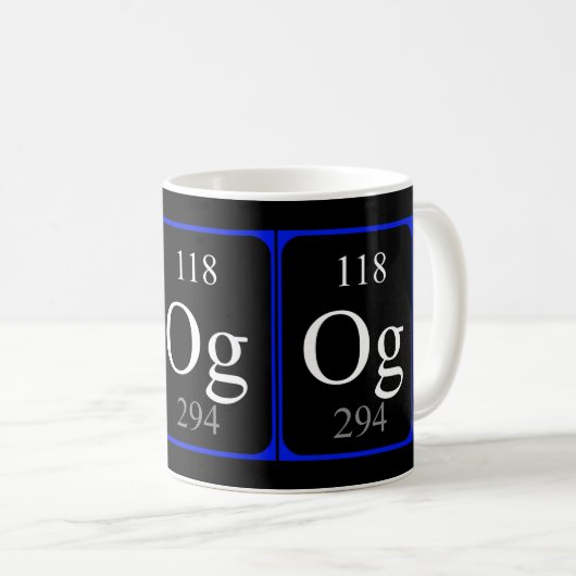 Tasse des Elements 118 - Oganesson Schwarzes (VorderseiteRechts)