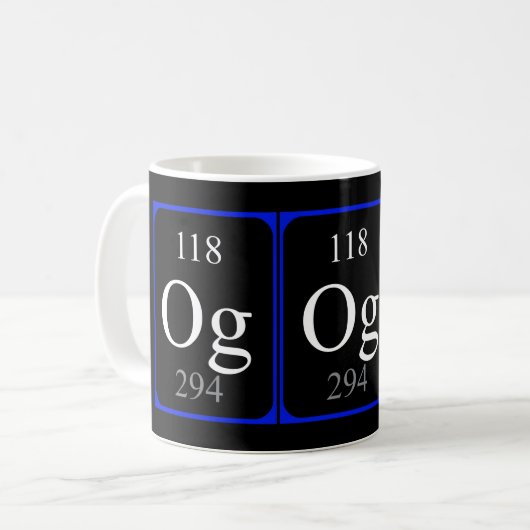 Tasse des Elements 118 - Oganesson Schwarzes (Vorderseite Links)