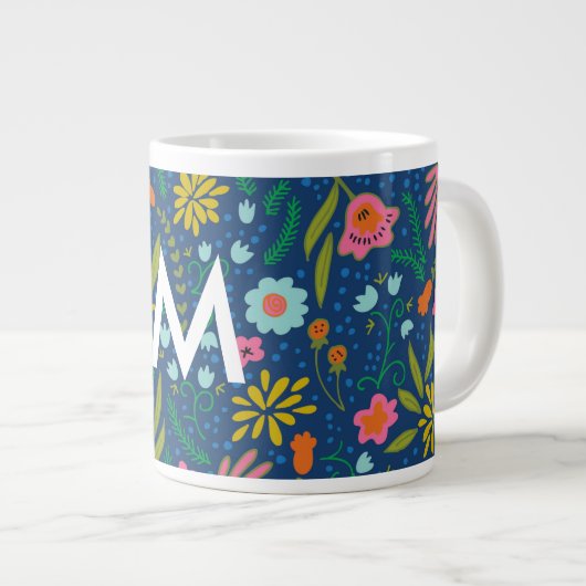 Tasse des ersten Monogramms floral Jumbo (Vorderseite Rechts)