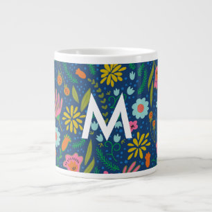 Tasse des ersten Monogramms floral Jumbo