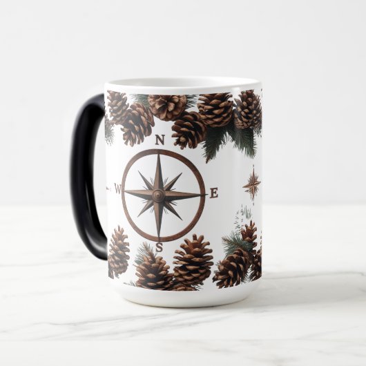 Tasse des Farbverlustes | Rustikaler Compass & Pin (Vorderseite Links)