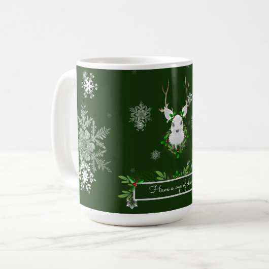 Tasse des grünen Reindeer-Kaffees (Vorderseite Links)