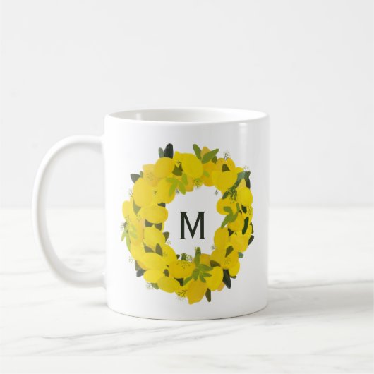 Tasse des handgemalten Lemon Wreath Monogrammes (Links)