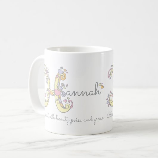 Tasse des Hannahnamensbedeutungs-Monogramms H (Vorderseite Links)