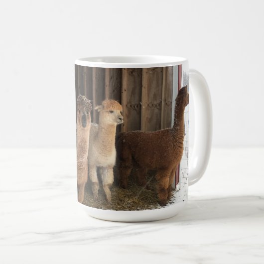 Tasse des Kaffees - Alpacas im Schnee (VorderseiteRechts)