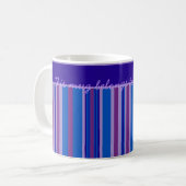 Tasse des Kaffees: Blau, Mauve, rosa Streifen pers (Vorderseite Links)
