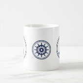 Tasse des Kaffees, Blauer Anker und Schiffsrad (Mittel)