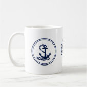 Tasse des Kaffees, Blauer Anker und Schiffsrad (Links)