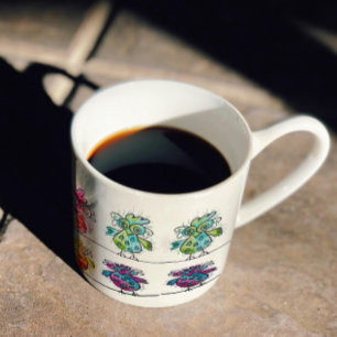 Tasse des Kaffees (farbige Whimsikvögel 01)
