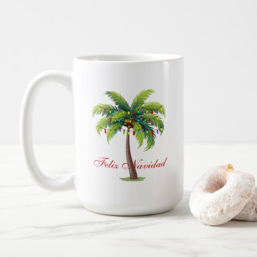 Tasse des Kaffees Feliz Navidad (Mit Donut)