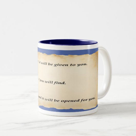 Tasse des Kaffees: Frag, suche und klopfen (VorderseiteRechts)