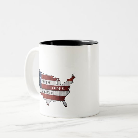 Tasse des Kaffees: Glaube, Hoffnung, Liebe (Vorderseite Links)