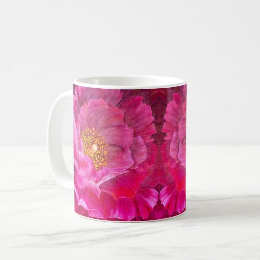 Tasse des Kaffees - Hellrosa Kaktus Blume (Vorderseite Links)