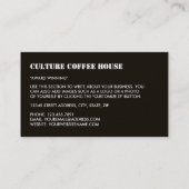 Tasse des Kaffees Icon, Barista, Café, Café, Café Visitenkarte (Rückseite)