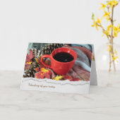 Tasse des Kaffees im Herbst Karte (Gelbe Blume)