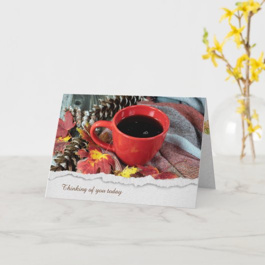 Tasse des Kaffees im Herbst Karte (Gelbe Blume)