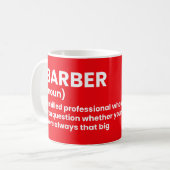 Tasse des Kaffees mit Barberdefinition (Vorderseite Links)