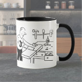 Tasse des Kaffees mit einer Illustration des Zimme