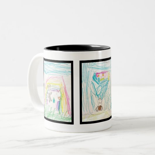 Tasse des Kaffees mit Kinderbildern Art 3 (Vorderseite Links)