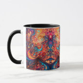 Tasse des Kaffees mit lebendigem abstraktem Design (Links)
