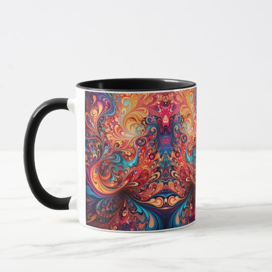 Tasse des Kaffees mit lebendigem abstraktem Design (Links)