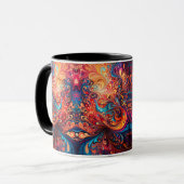 Tasse des Kaffees mit lebendigem abstraktem Design (Vorderseite Links)