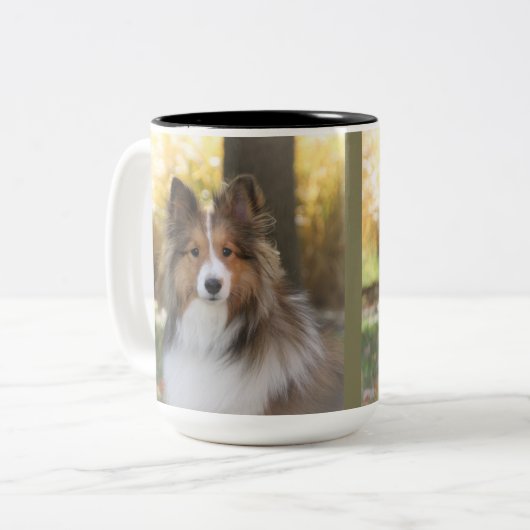 Tasse des Kaffees - Sheltie (Vorderseite Links)