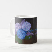 Tasse des Kaffees - Vase der Hydrangeas (Vorderseite Links)