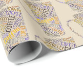 Tasse des Kaffees Word Art II Geschenkpapier (Rolleneckpunkt)