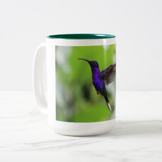 Tasse des lila Vogel-Kaffees (Vorderseite Links)