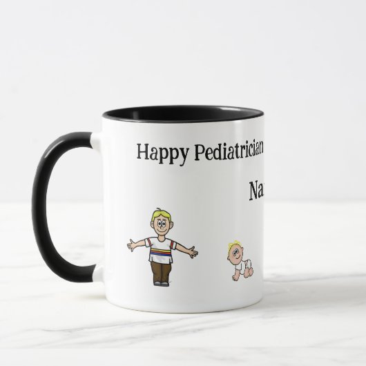 Tasse des männlichen Kinderarztes mit Name (Links)