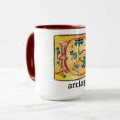 Tasse des mittelalterlichen blorbeleuchteten Buchs (Vorderseite Links)