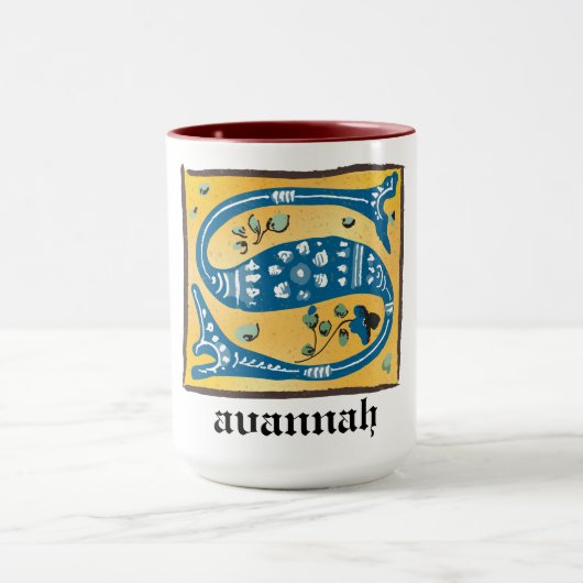 Tasse des mittelalterlichen blorbeleuchteten Buchs (Zentrum)